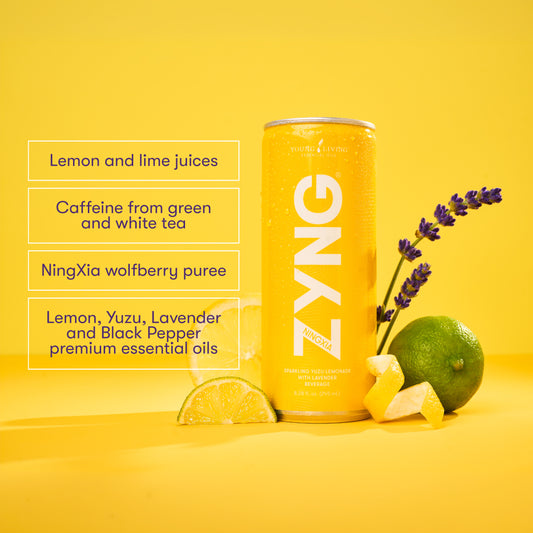 Young Living NingXia Zyng Sparkling Yuzu Lemonade with Lavender - 12 Pack